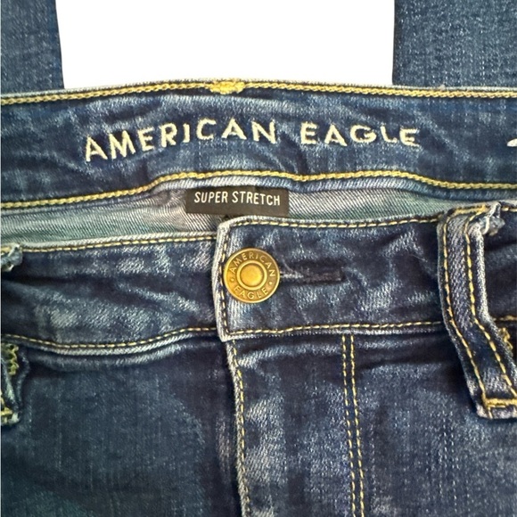 American Eagle Outfitters Ripped Blue Skinny Jeans Jeggings 10 Long 10L - Picture 2 of 5